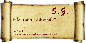 Sándor Zdenkó névjegykártya